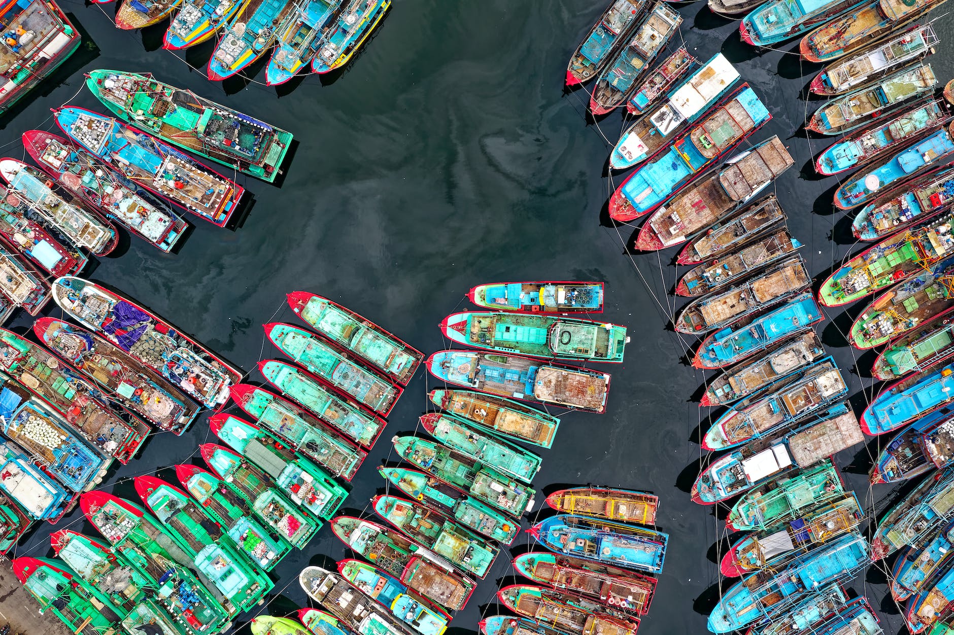 aerial view photography of boats